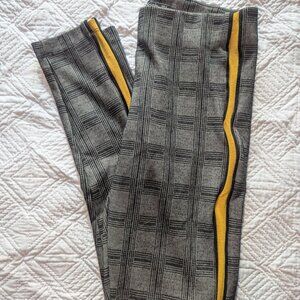 Stoosh Plaid Leggings with Yellow Piping